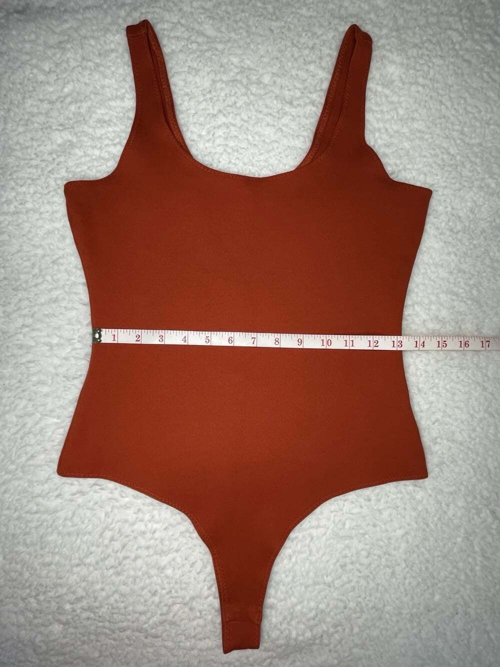 Shinestar Bodysuit M Sleeveless Stretch Minimalist Fitted Tank Burnt Orange Rust - Picture 2 of 10